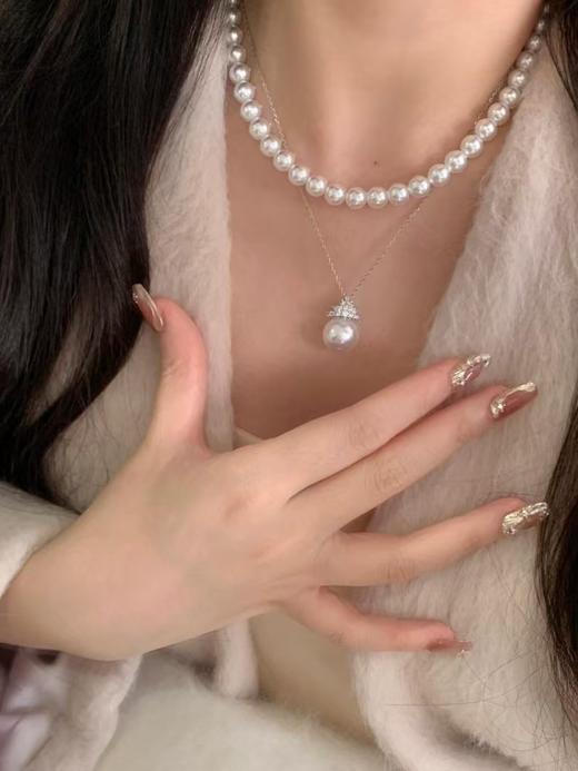 冰雪女王施华洛姆贝珍珠项链耳钉套装 商品图11