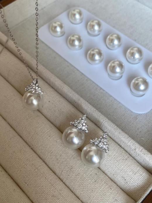冰雪女王施华洛姆贝珍珠项链耳钉套装 商品图0