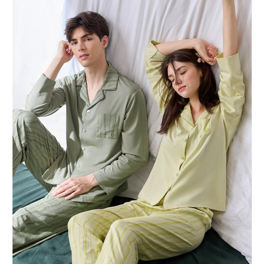 芬腾益生菌睡衣情侣春秋款纯棉A类长袖秋季抗菌女款家居服套装 商品图2