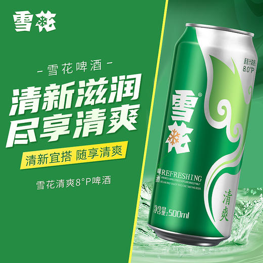 6连包雪花啤酒清爽型500m*6罐 (SNOW) 拉格啤酒麦芽酿制口味纯正夏日 商品图1