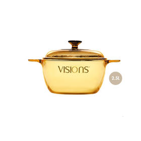 康宁玻璃锅VISIONS琥珀透明家用汤锅炖锅正品晶彩双耳锅2.5L