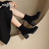 Safiya/索菲娅2024冬 英伦风方头小众粗跟设计感瘦瘦弹力时尚短靴 SF44116093/SFD4116093 商品缩略图4