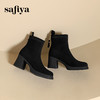 Safiya/索菲娅2024冬 英伦风方头小众粗跟设计感瘦瘦弹力时尚短靴 SF44116093/SFD4116093 商品缩略图7