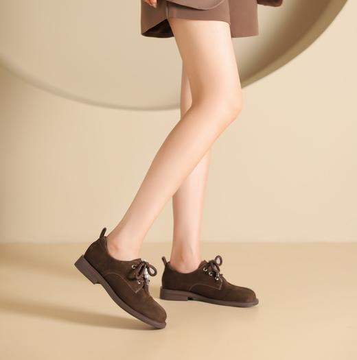 西村名物2024年秋季新款舒适平底系带乐福鞋深口休闲鞋T24CM38101 商品图3