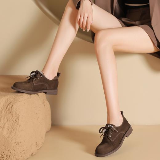 西村名物2024年秋季新款舒适平底系带乐福鞋深口休闲鞋T24CM38101 商品图2