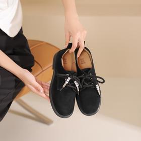 西村名物2024年秋季新款舒适平底系带乐福鞋深口休闲鞋T24CM38101