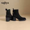 Safiya/索菲娅2024冬 英伦风方头小众粗跟设计感瘦瘦弹力时尚短靴 SF44116093/SFD4116093 商品缩略图6