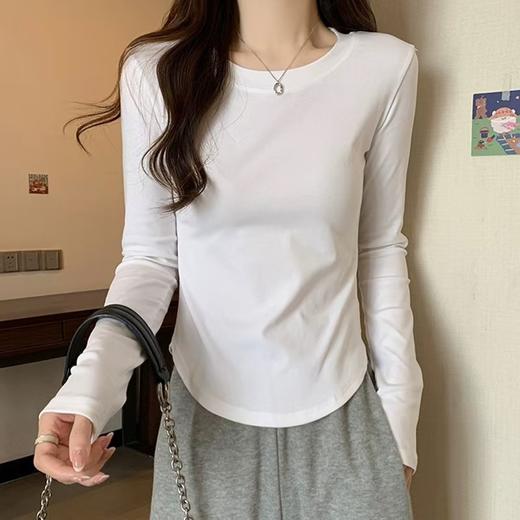 【自营】~王炸爆款 长袖款-韩系纯欲风弧形下摆设计感T恤上衣01602-喜出 商品图4