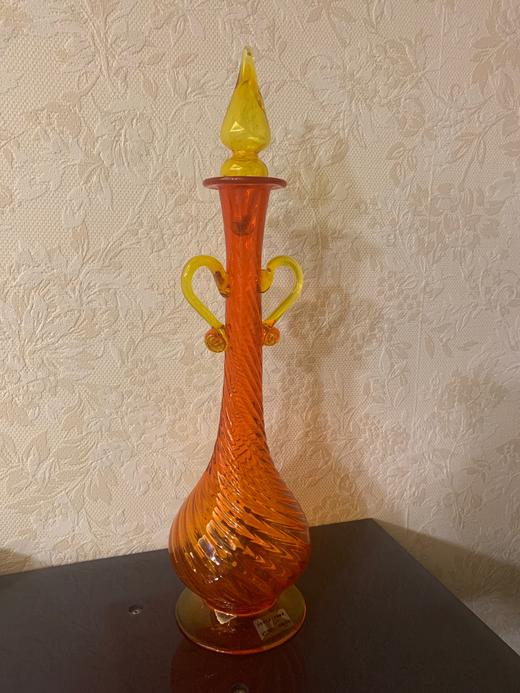 日本中古手工玻璃器皿 双耳大号 X0707 商品图2