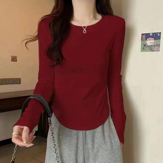 【自营】~王炸爆款 长袖款-韩系纯欲风弧形下摆设计感T恤上衣01602-喜出 商品图3