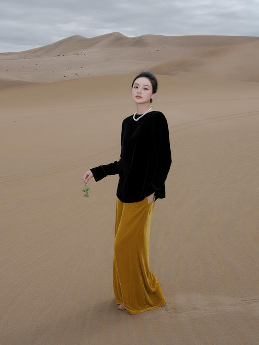 盛唐婧 |新中式真丝丝绒上衣 商品图1