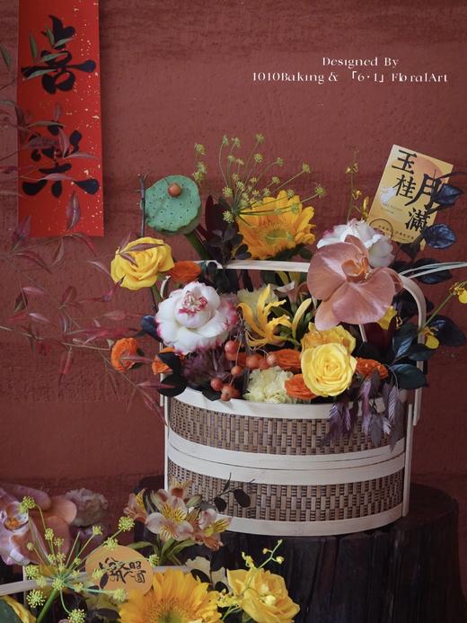 【下架】第13年秋夕·心意版【手提月饼花礼篮】两款花色可选·中式竹编双层手提月饼花篮（提前2小时） 商品图7