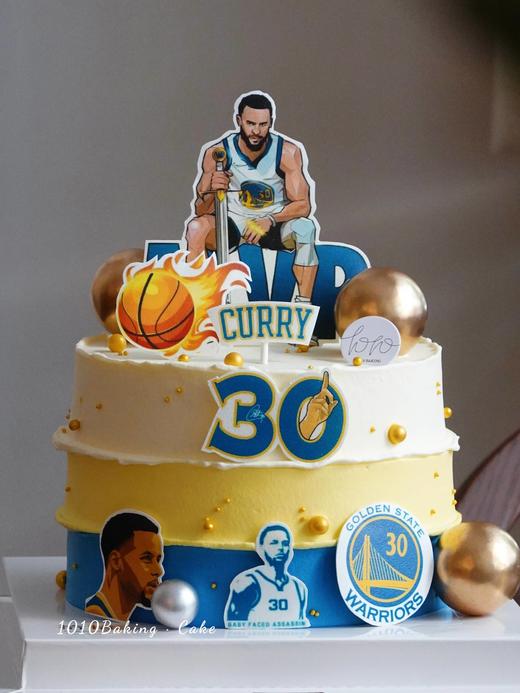 「NBA神射手·CURRY库里·篮球明星」 巧克力糯米糖纸·订制照片·100%动物奶油（附图6寸加高·提前24小时预订） 商品图0