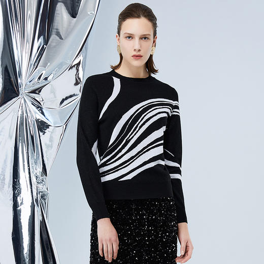EITIE爱特爱冬季新款高级感印花显瘦百搭针织衫上衣7601309 商品图4