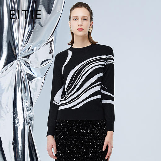 EITIE爱特爱冬季新款高级感印花显瘦百搭针织衫上衣7601309 商品图0