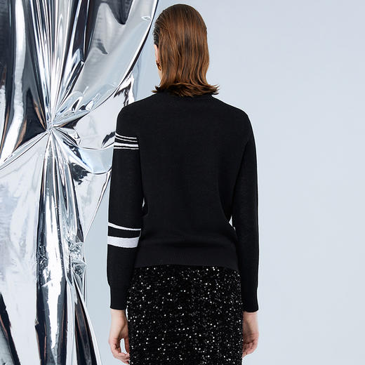 EITIE爱特爱冬季新款高级感印花显瘦百搭针织衫上衣7601309 商品图5