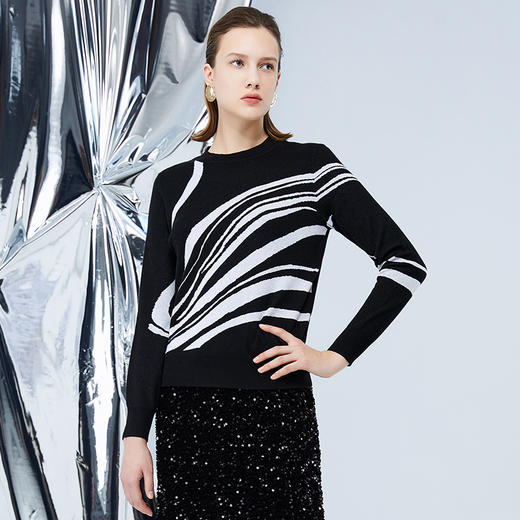 EITIE爱特爱冬季新款高级感印花显瘦百搭针织衫上衣7601309 商品图3