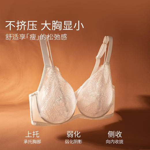 【门店】奶糖派繁花大胸显小全罩杯超薄透气文胸性感蕾丝法式深V内衣女 商品图1