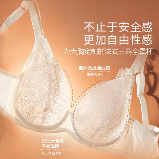 【门店】奶糖派繁花大胸显小全罩杯超薄透气文胸性感蕾丝法式深V内衣女 商品图2