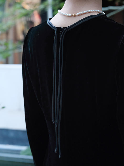 盛唐婧 |新中式丝绒鱼尾连衣裙-黑色 商品图2