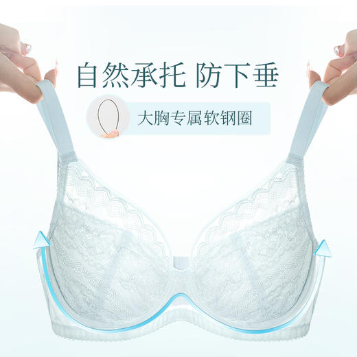 【特惠】（普罗旺斯）大胸显小法式全罩杯蕾丝夏季超薄款聚拢文胸 商品图3