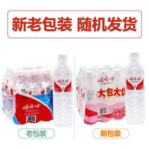 【12瓶/箱】娃哈哈 饮用纯净水 596ml*12瓶（整包或零瓶随机发） 商品图1