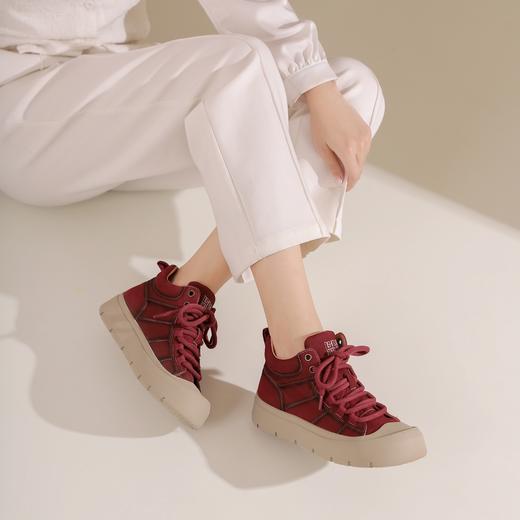 西村名物2024年冬季新款高帮系带舒适百搭板鞋矮靴X24DS46911 商品图3