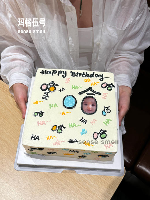 D487宝宝“哈哈哈”手绘蛋糕 商品图1