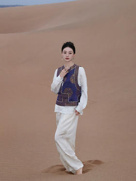 瑕疵|盛唐婧 |中式国风万字纹库缎琵琶襟马甲-紫色[特价品](特殊商品不退不换)