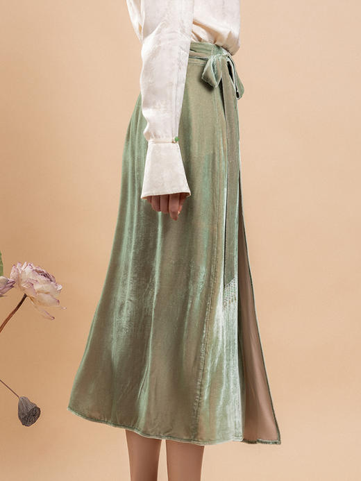 荷言HEYEN 春愁 真丝丝绒手工串珠一片式半裙高级定制 商品图2