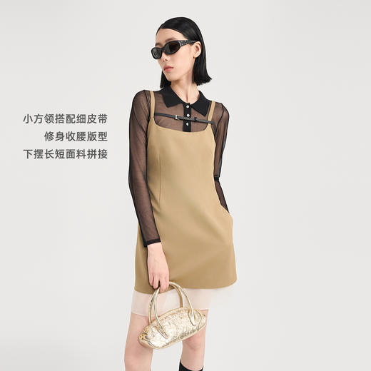 [福利价]lost in echo2024秋季新款显瘦方领吊带短款裙子修身连衣裙女 商品图3