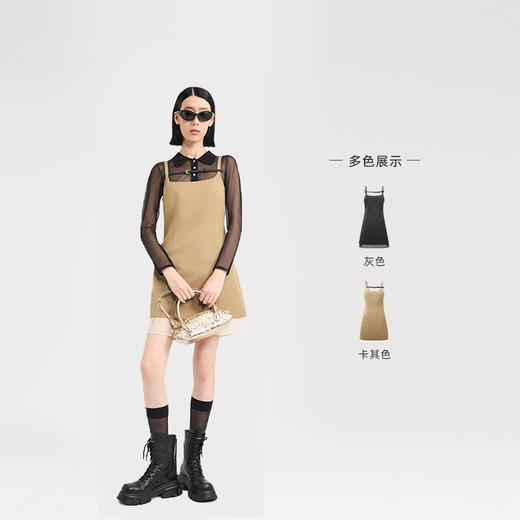 [福利价]lost in echo2024秋季新款显瘦方领吊带短款裙子修身连衣裙女 商品图2