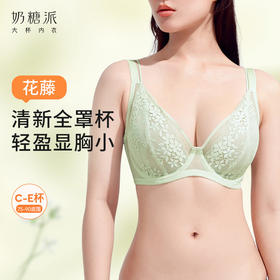 [花藤]大胸显小全罩杯超薄透气文胸性感蕾丝法式深V内衣女夏