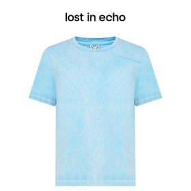 [福利价]lost in echo2024夏季新款宽松直筒破缝短袖毛边水洗纯棉T恤上衣