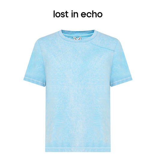 [福利价]lost in echo2024夏季新款宽松直筒破缝短袖毛边水洗纯棉T恤上衣 商品图0