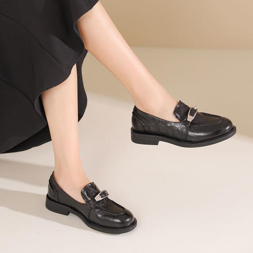 西村名物2024年秋季新款舒适平底百搭轻便乐福鞋T24CM38381 商品图1