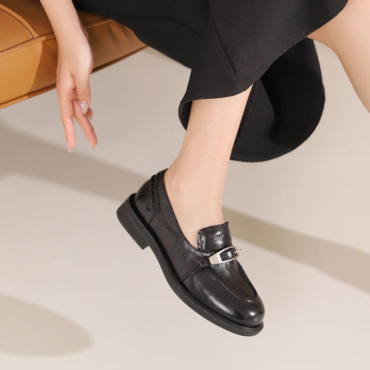 西村名物2024年秋季新款舒适平底百搭轻便乐福鞋T24CM38381 商品图3