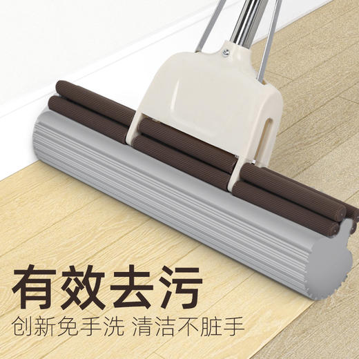27*115cm大棉头海绵拖把家用滚轮式挤水免手洗胶棉拖把大号拖地吸水轻便一拖大净/个 商品图2