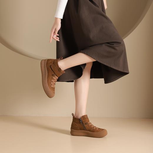 西村名物2024年冬季新款超轻厚底舒适轻便系带马丁靴短靴T24DS47851 商品图4