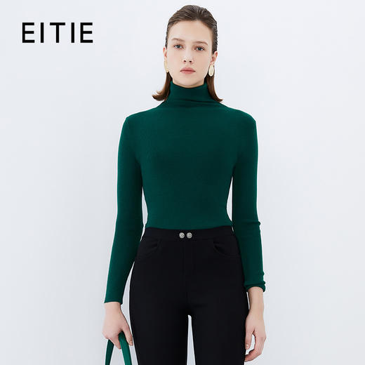 EITIE爱特爱冬新款简约纯色高领保暖舒适打底针织衫7601305 商品图4