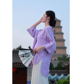 【抖音专属】斜襟衬衫（24710806紫锦葵）