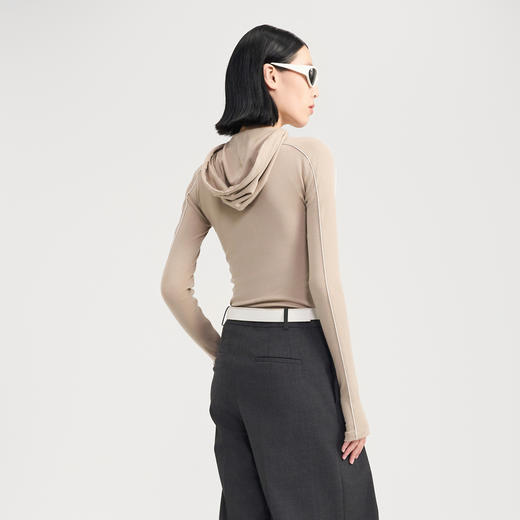 lost in echo2024秋季新款修身连帽羊毛长袖针织衫女上衣打底衫 商品图4