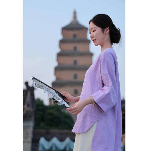 【抖音专属】斜襟衬衫（24710806紫锦葵） 商品图2