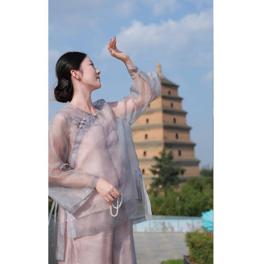 【抖音专属】圆领衬衫（24710337B-苍烟落照） 商品图3