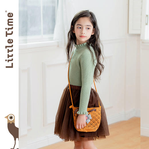 littletime女童打底衫毛衣文艺感2024秋冬新款儿童套头长袖针织衫 商品图1