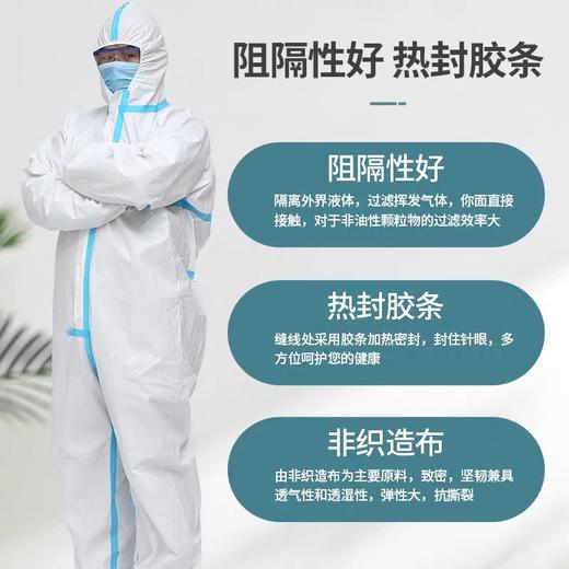连脚多规格 非医用蓝贴条透气膜一次性防护服全身连体工作服养殖防尘服 喷漆隔离衣 商品图0