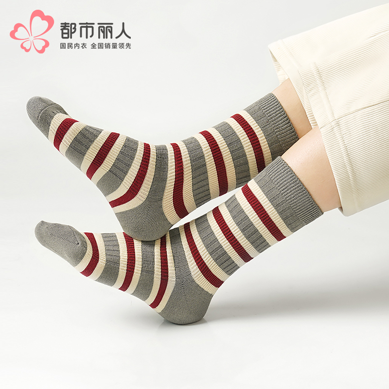 都市丽人中筒袜时尚系列精梳棉袜子女袜子LCTEC3