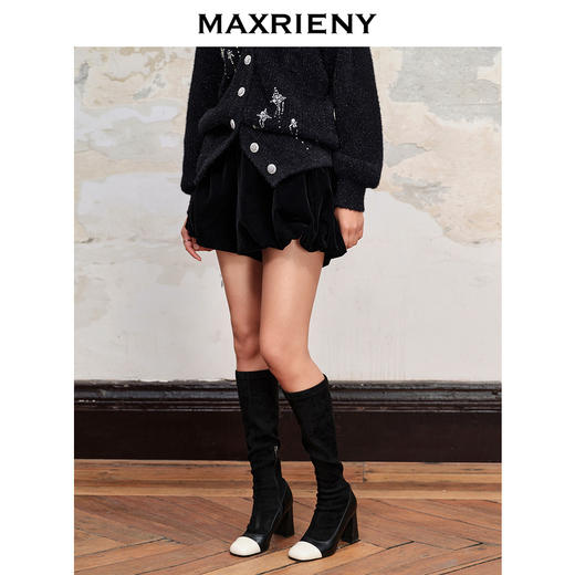MAXRIENY*复古感丝绒裙裤23冬季新款短裤女(货号:MC88PA509) 商品图1