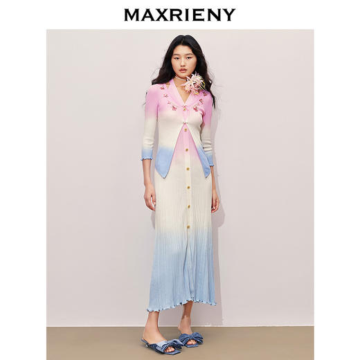 【商场同款】MAXRIENY南法度假风连衣裙2024夏季新品渐变长裙气质(货号:MC85DR315) 商品图1