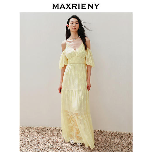 玛克门店发货：MAXRIENY浪漫藤曼桑蚕丝连衣裙收腰散摆(货号:MC85DR343) 商品图3